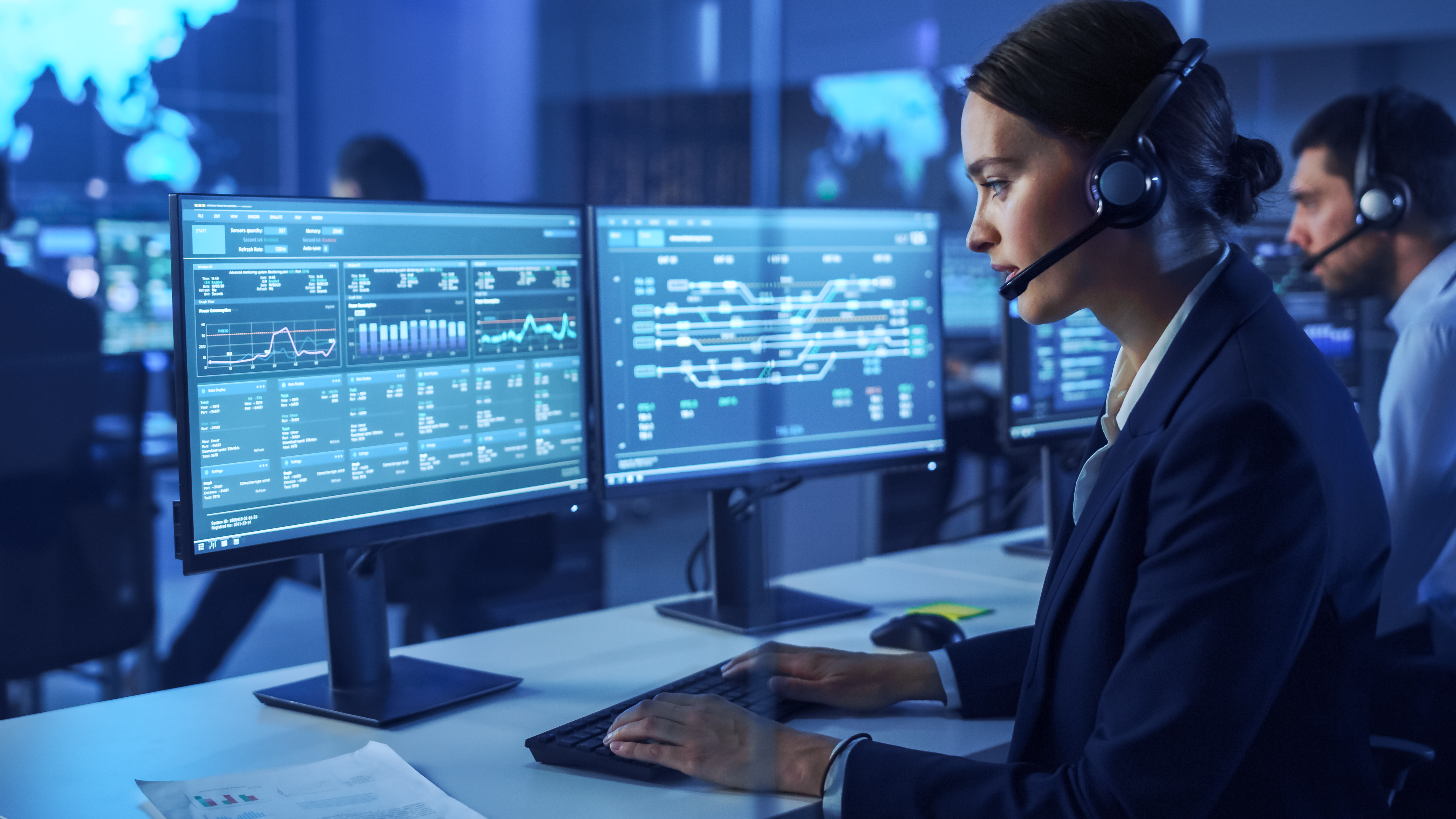 Cybersecurity professionals at work