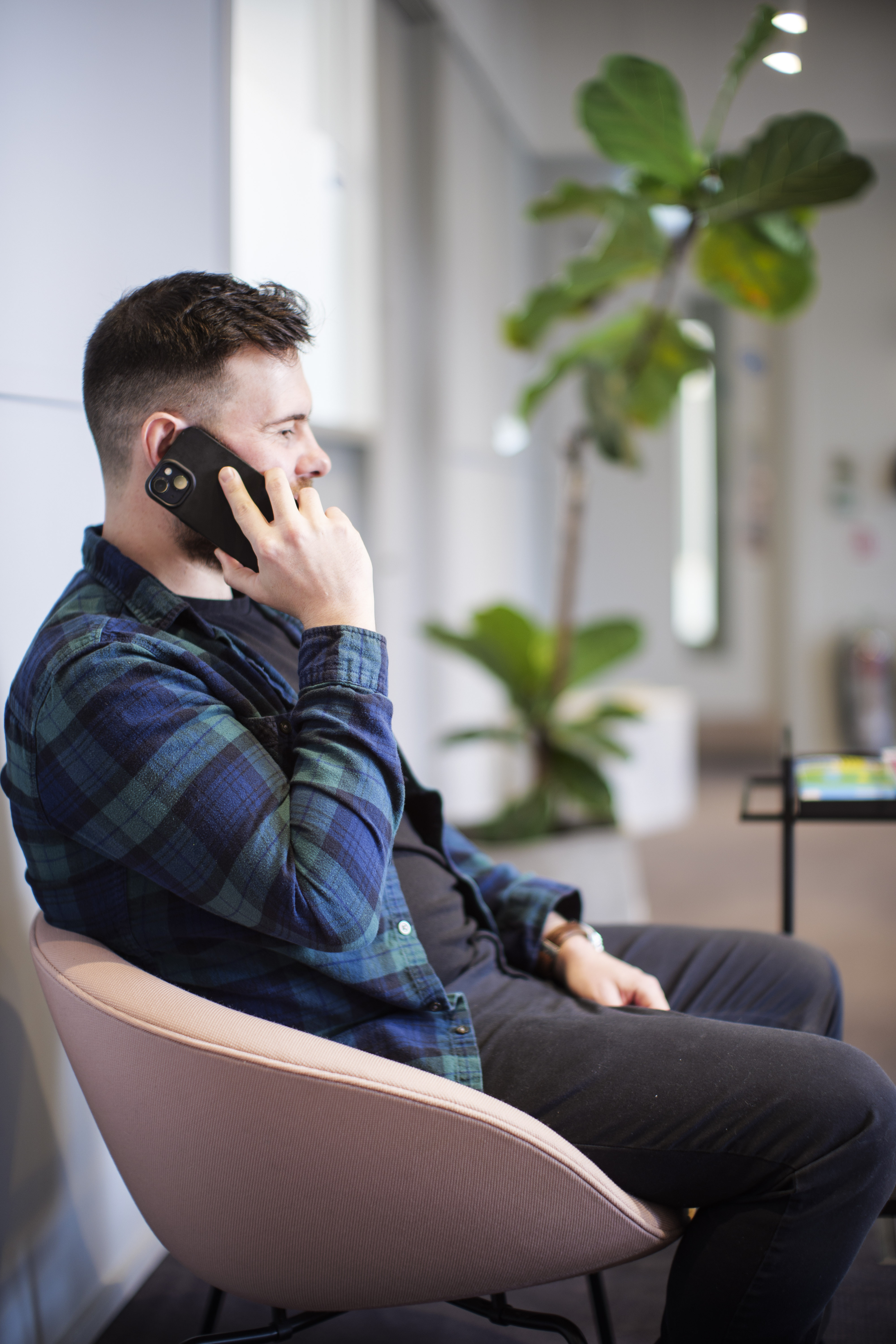 Man on phone in an office